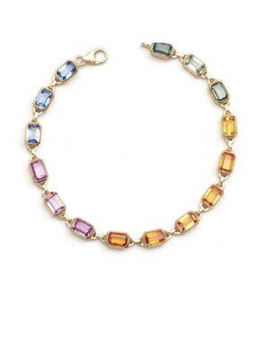 Square Gemstone Diamond 14K (18K Custom) Gold Tennis Bracelet